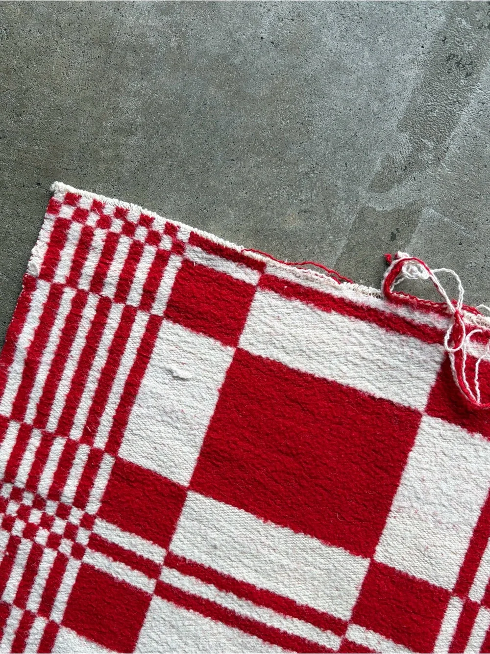 Vintage Swedish Monk’s Belt Red White Woven Throw Blanket Colonial Revival Grid